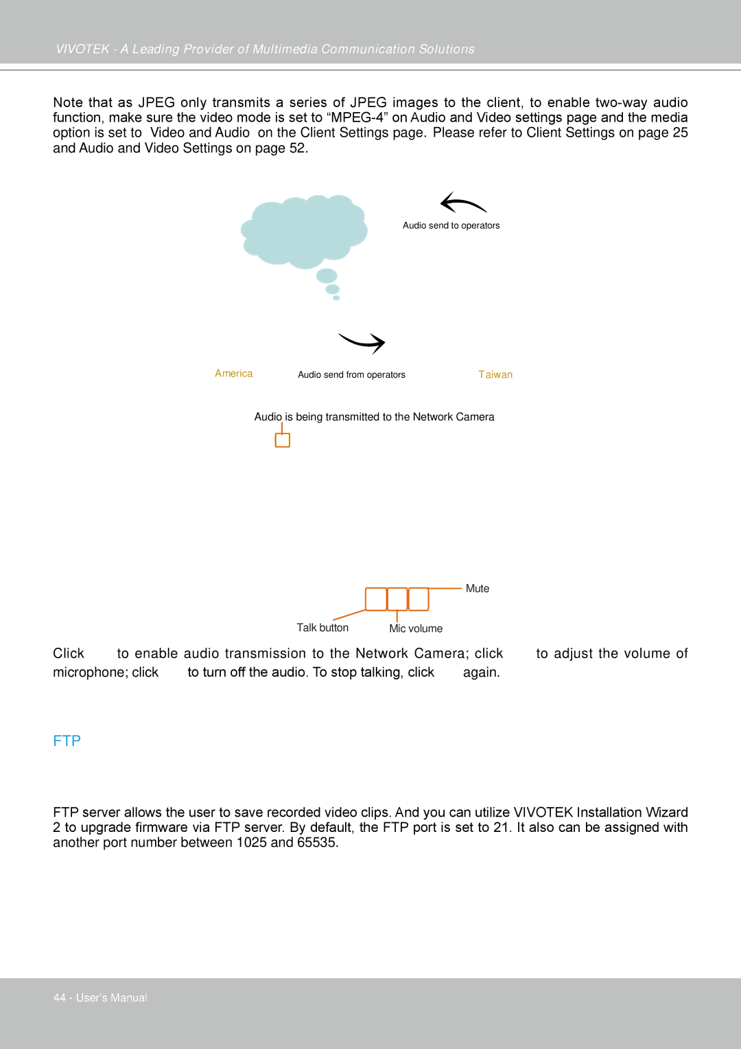 Vivotek FD7141(V) manual Ftp 