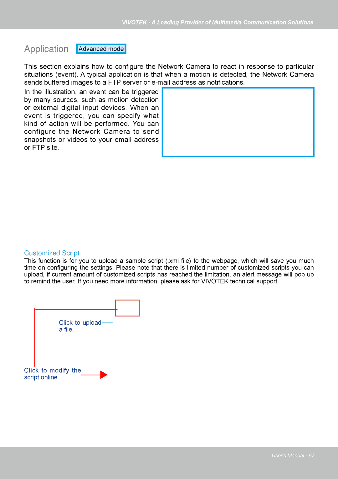 Vivotek FD7141(V) manual Application, Customized Script 