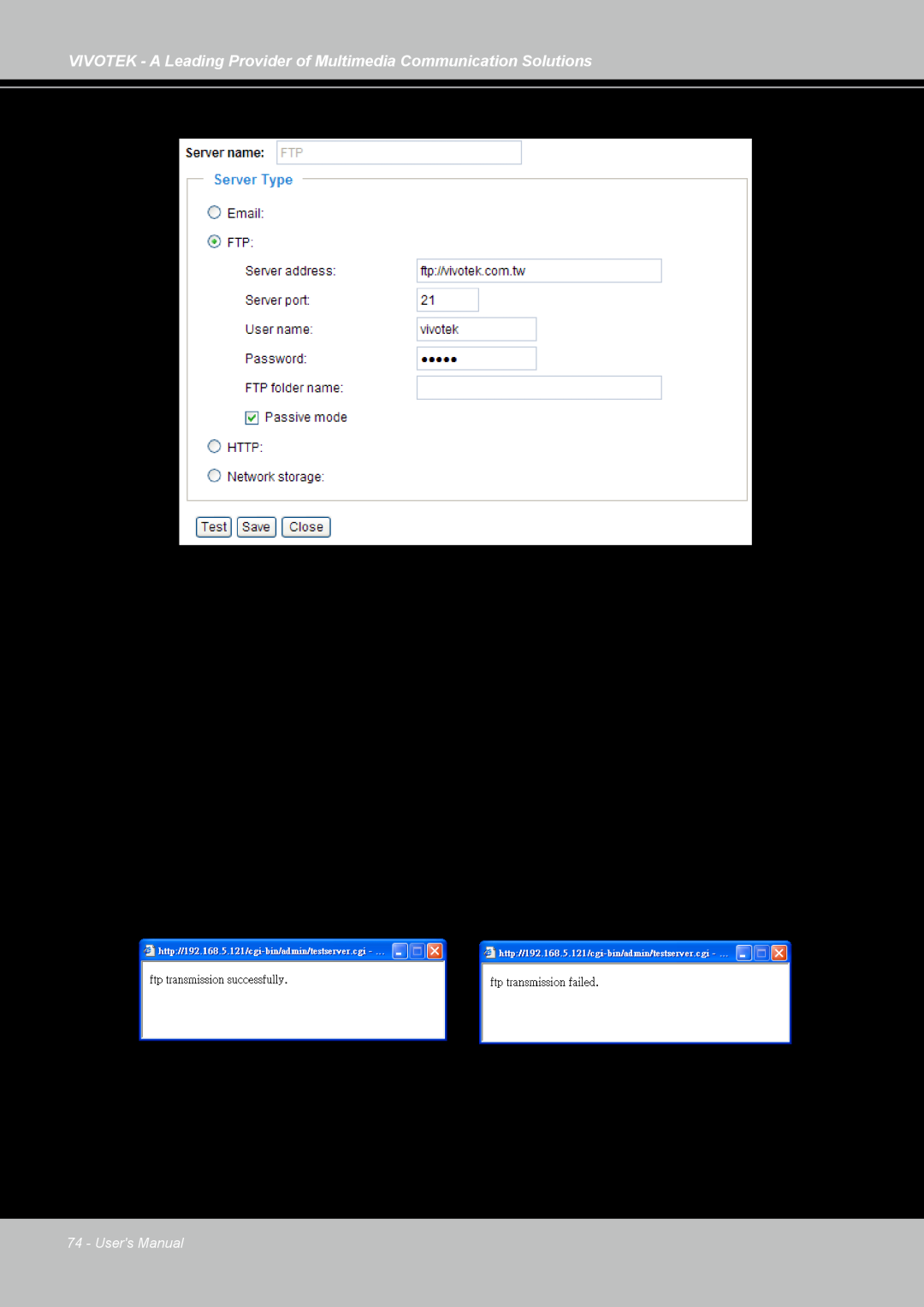 Vivotek FD7141(V) manual Server port 