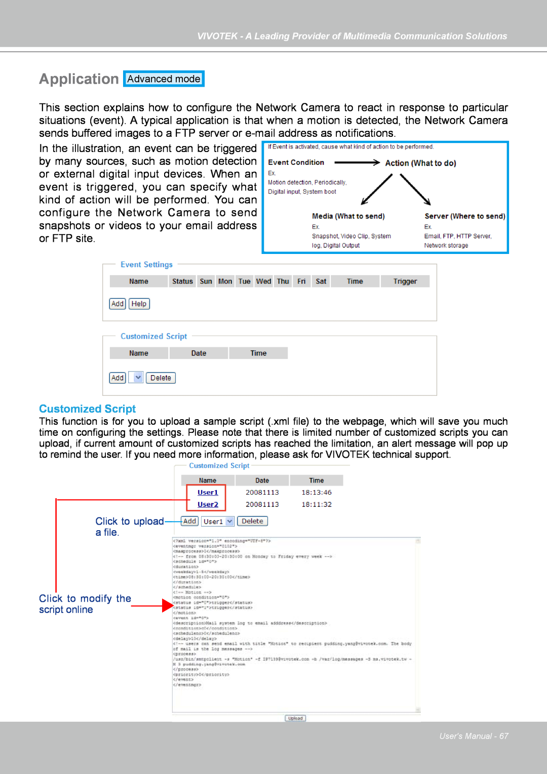 Vivotek FD7141(V) manual Application, Customized Script 