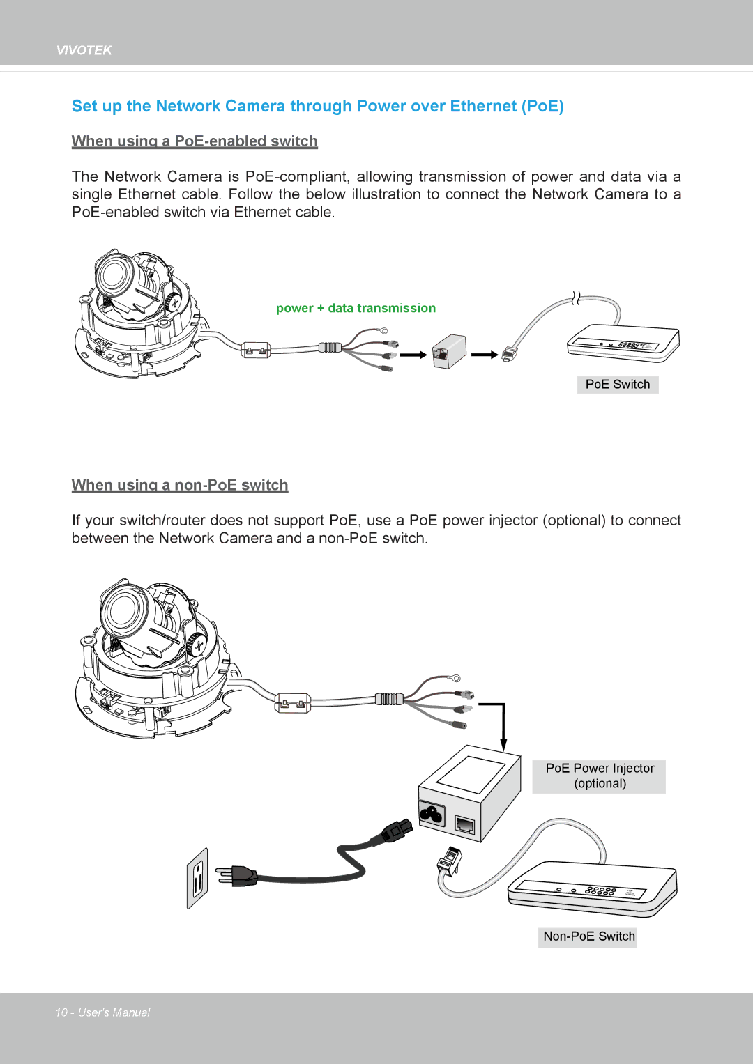 Vivotek FD8131 user manual Set up the Network Camera through Power over Ethernet PoE 