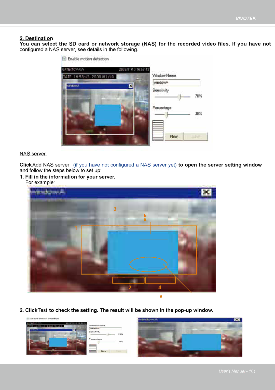 Vivotek FD8131 user manual NAS server 