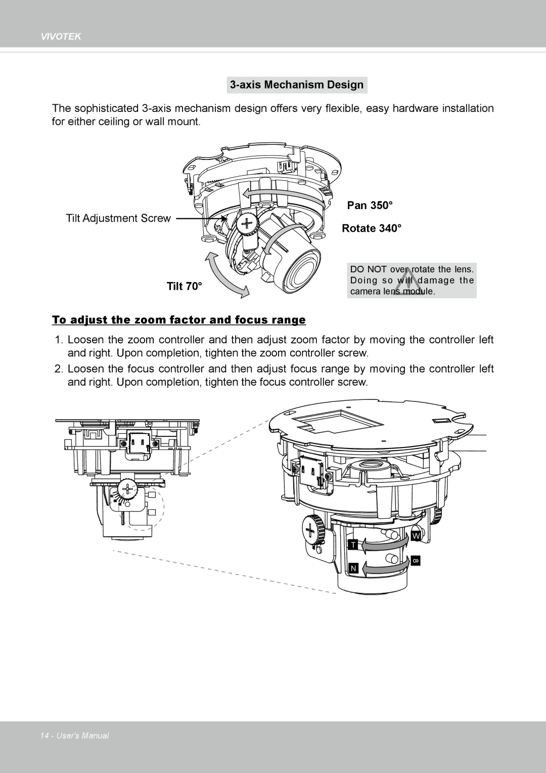 Vivotek FD8131 user manual Axis Mechanism Design 