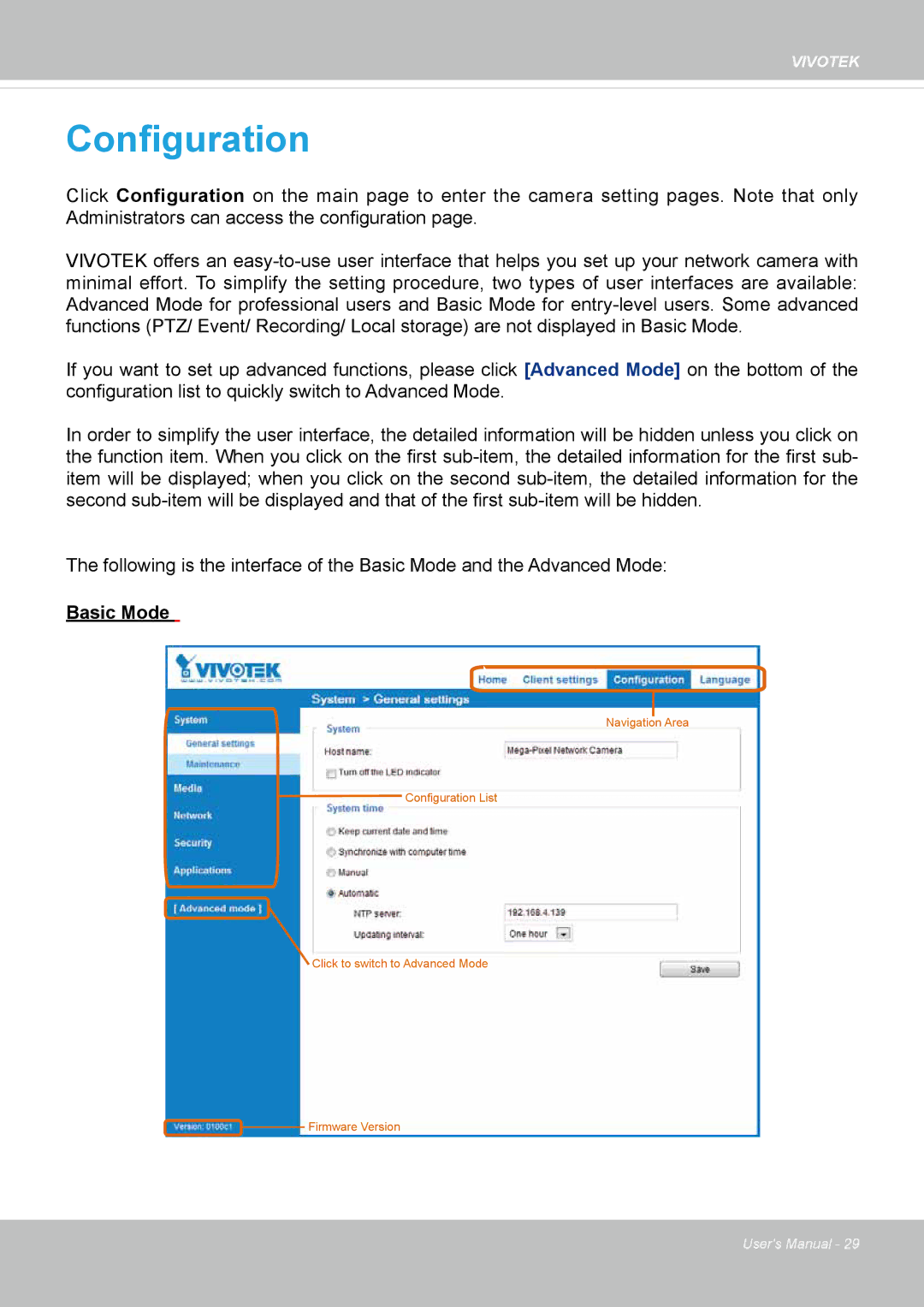 Vivotek FD8131 user manual Configuration 