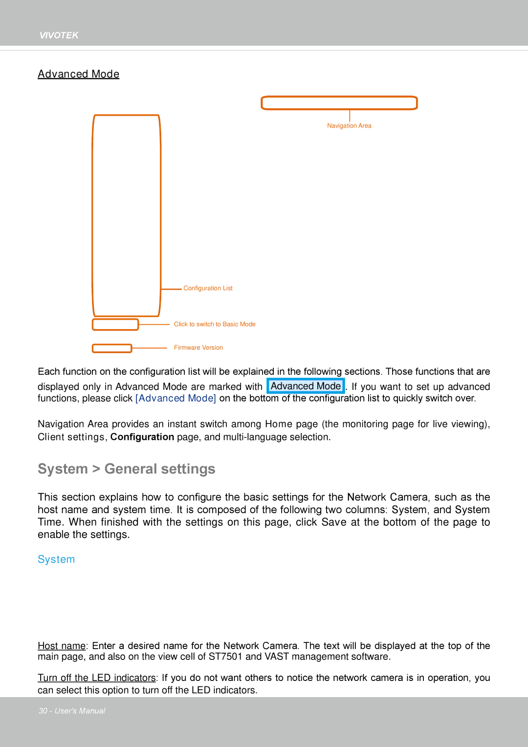 Vivotek FD8131 user manual System General settings 