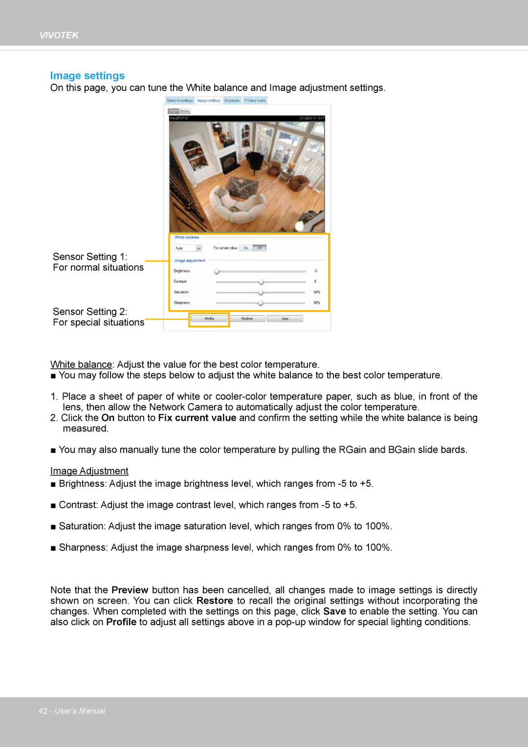 Vivotek FD8131 user manual Image settings 