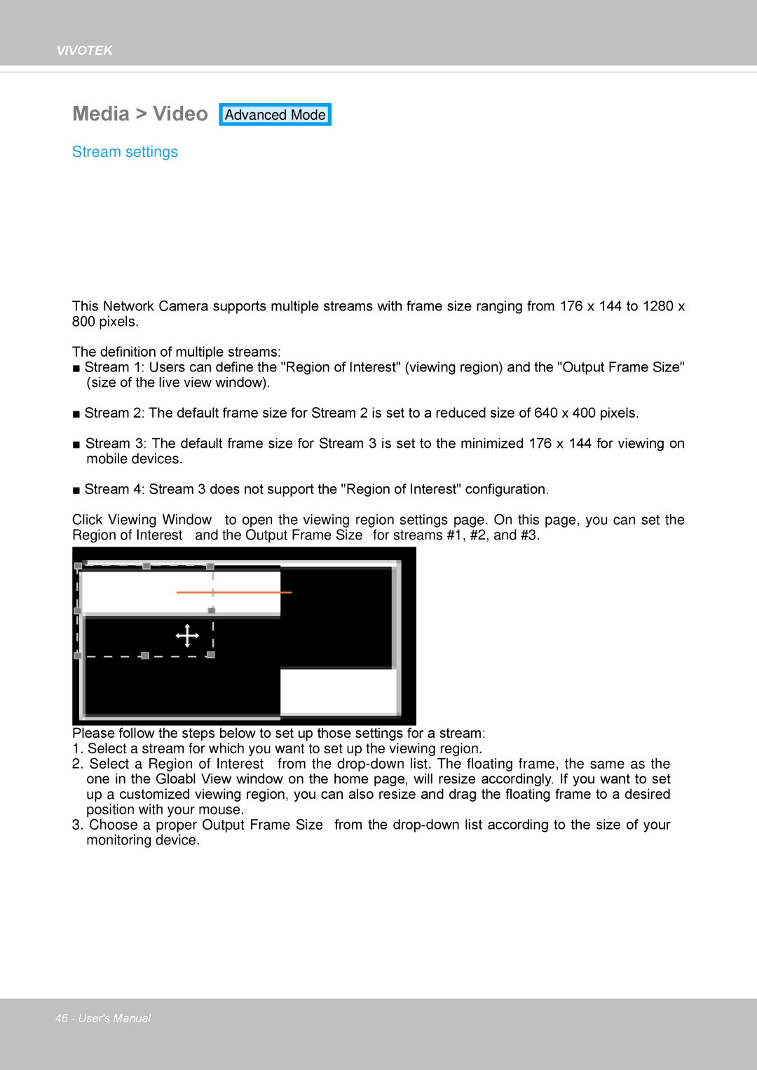 Vivotek FD8131 user manual Media Video, Stream settings 