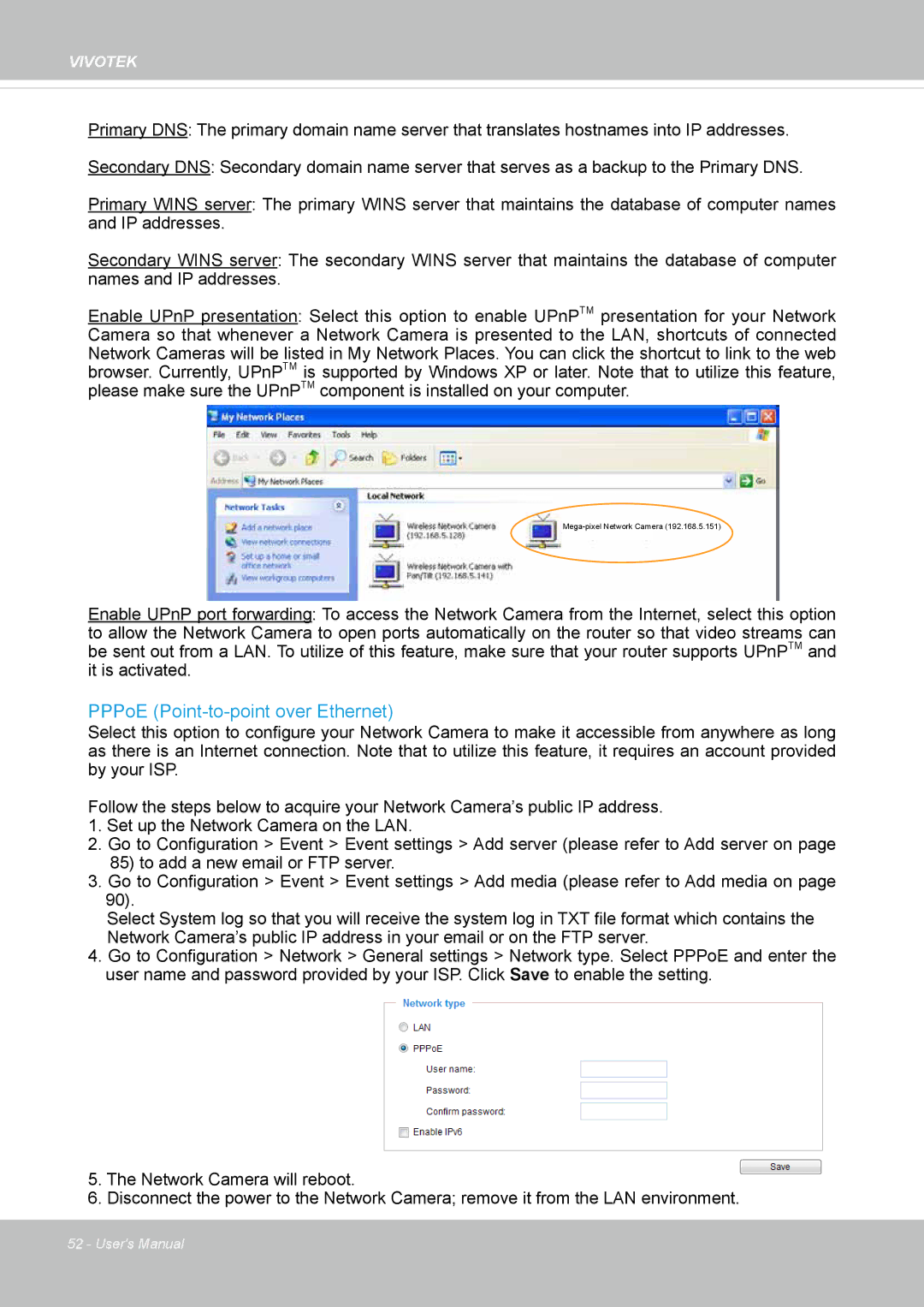 Vivotek FD8131 user manual PPPoE Point-to-point over Ethernet 