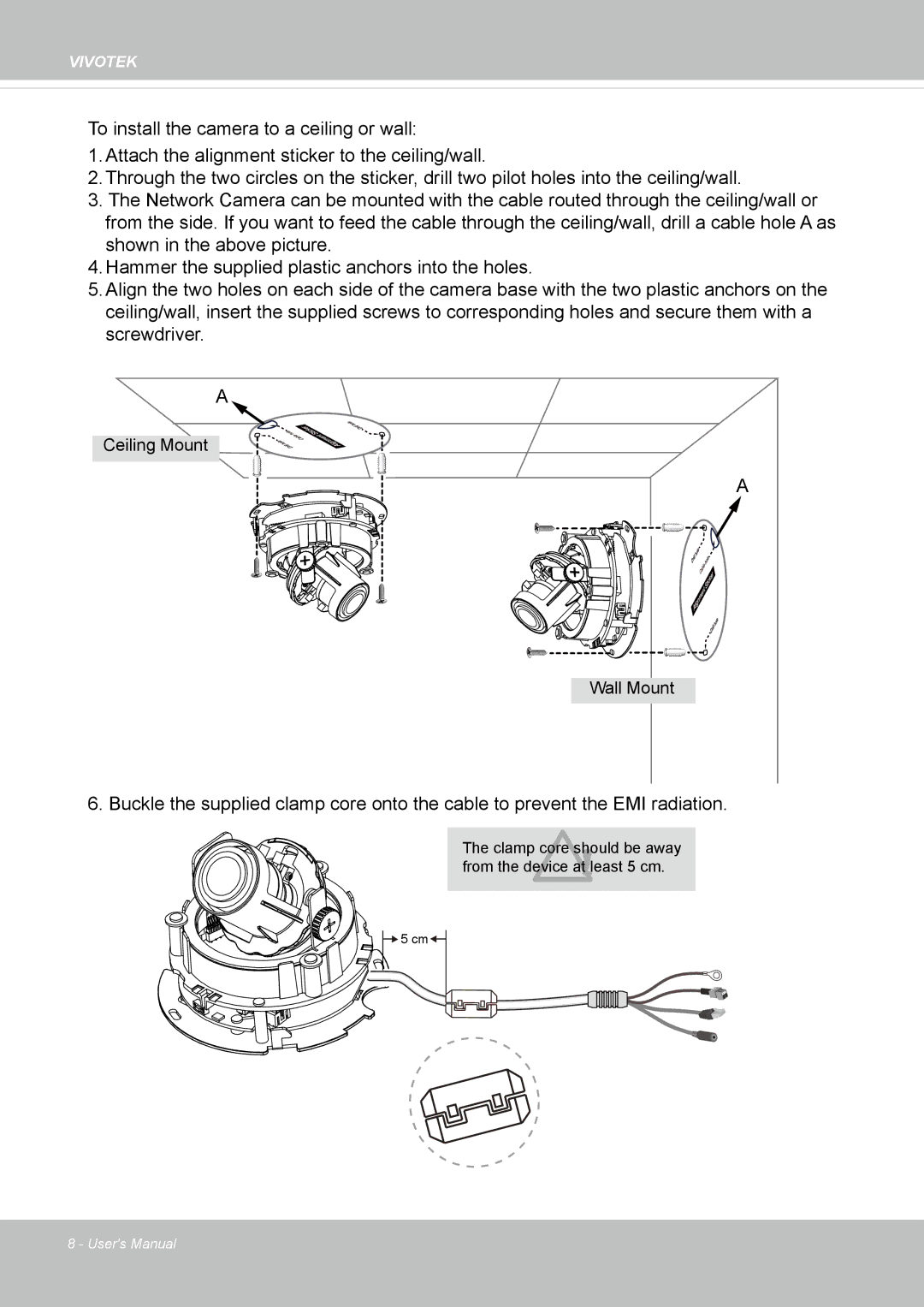 Vivotek FD8131 user manual Ceiling Mount Wall Mount 