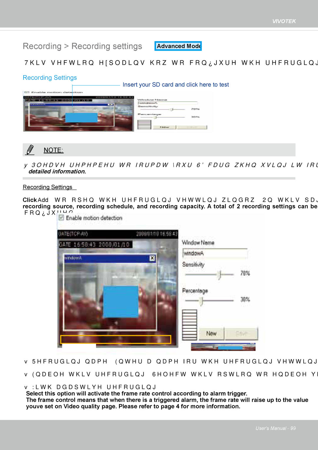 Vivotek FD8131 user manual Recording Recording settings, Recording Settings 