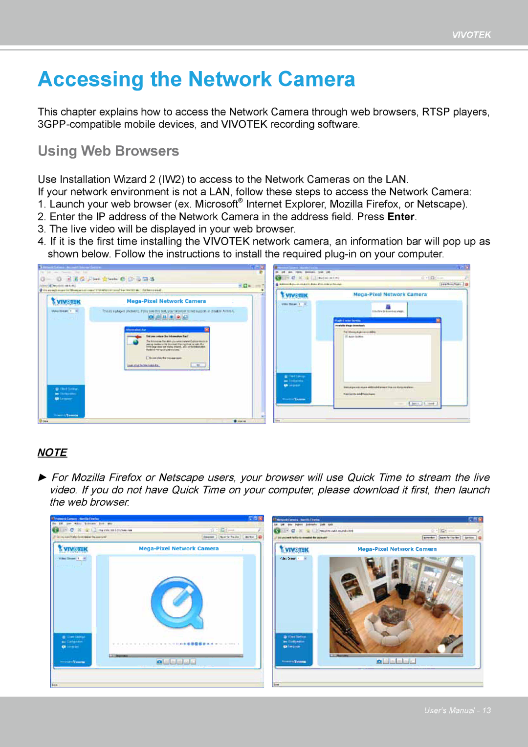 Vivotek FD8133 user manual Accessing the Network Camera, Using Web Browsers 