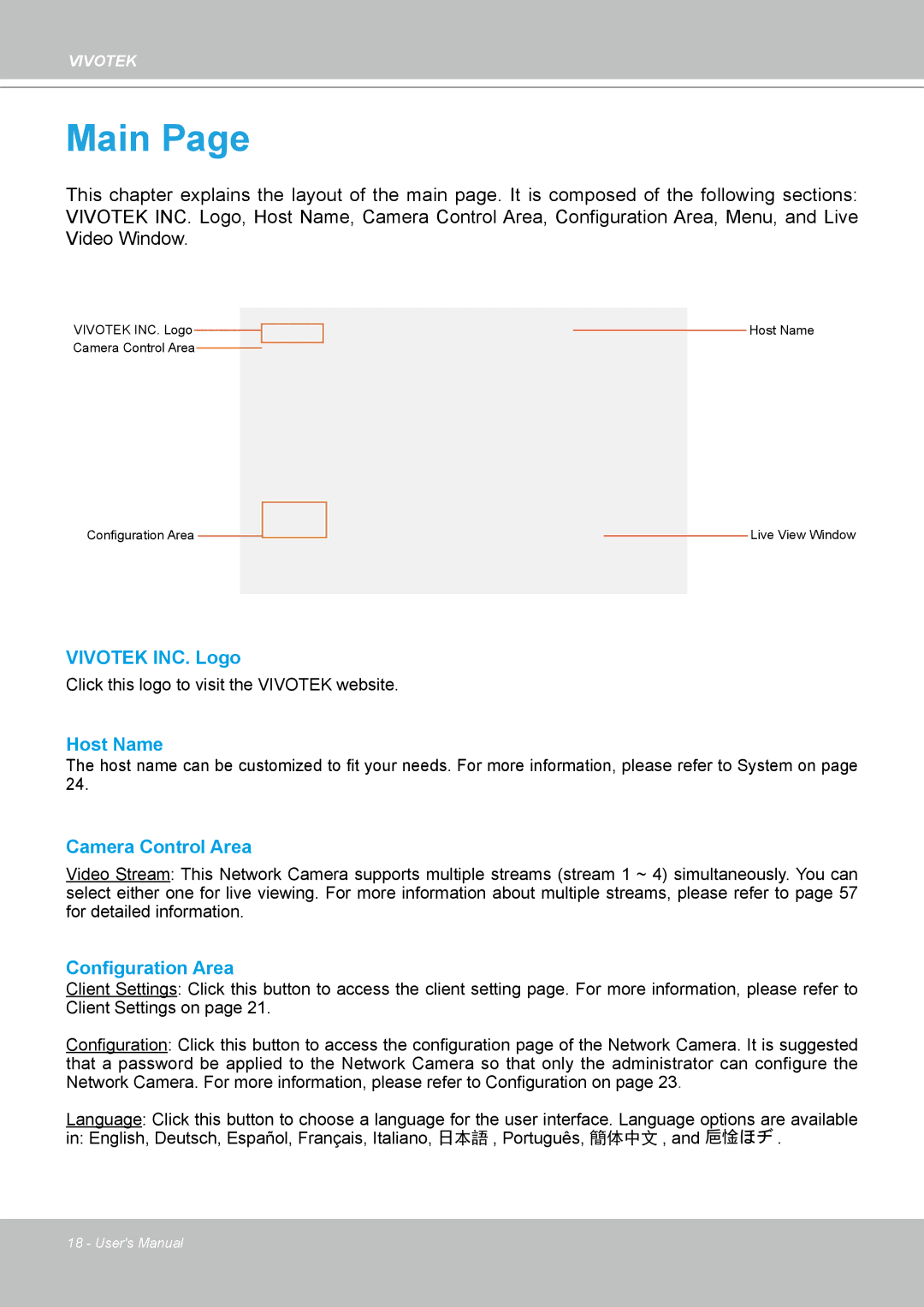 Vivotek FD8133 user manual Main 