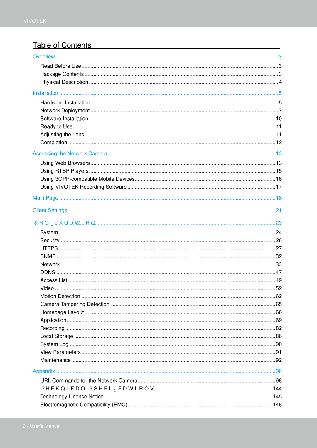 Vivotek FD8133 user manual Table of Contents 