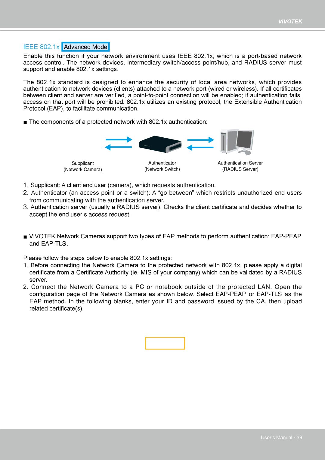 Vivotek FD8133 user manual Ieee 