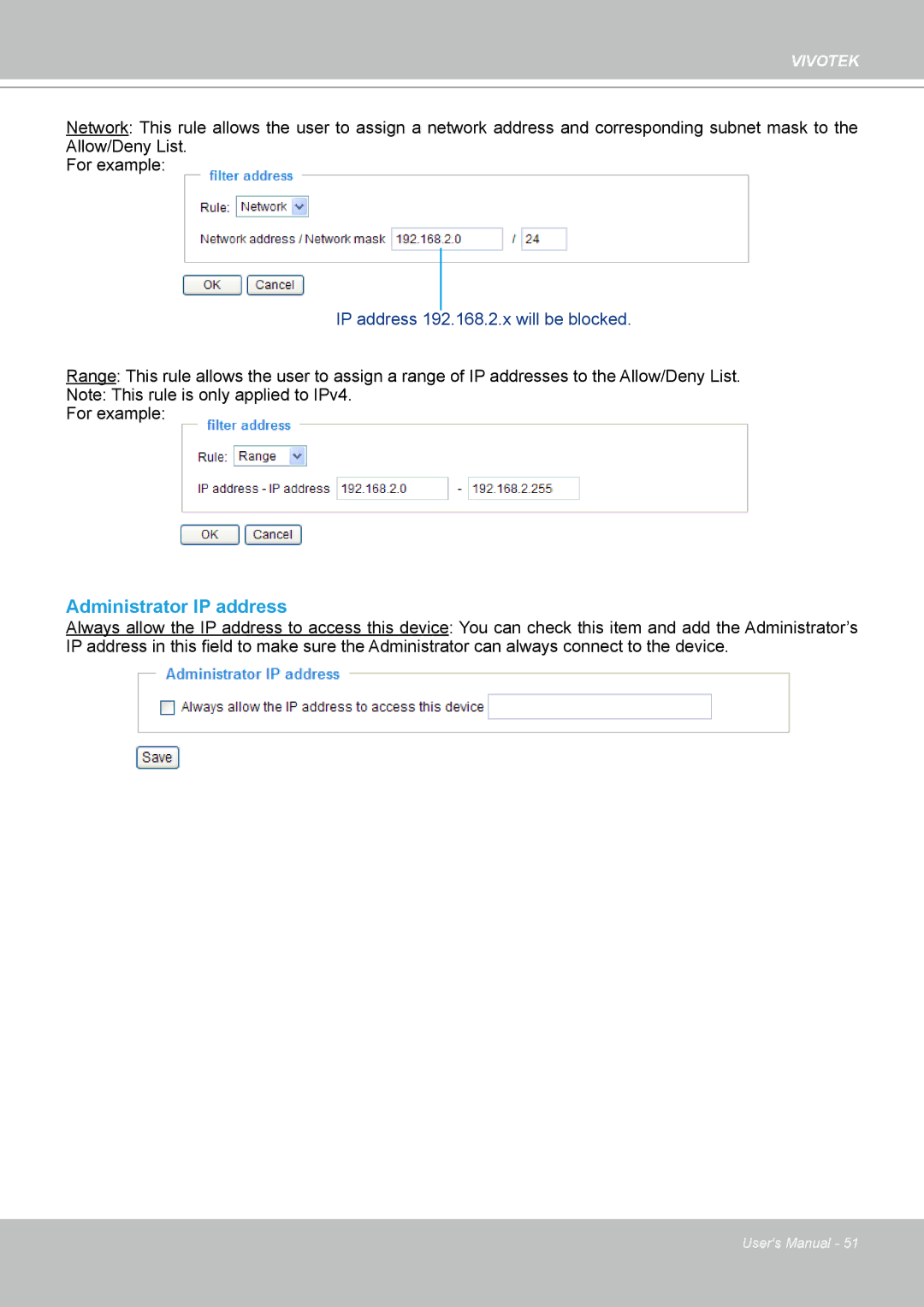 Vivotek FD8133 user manual Administrator IP address 