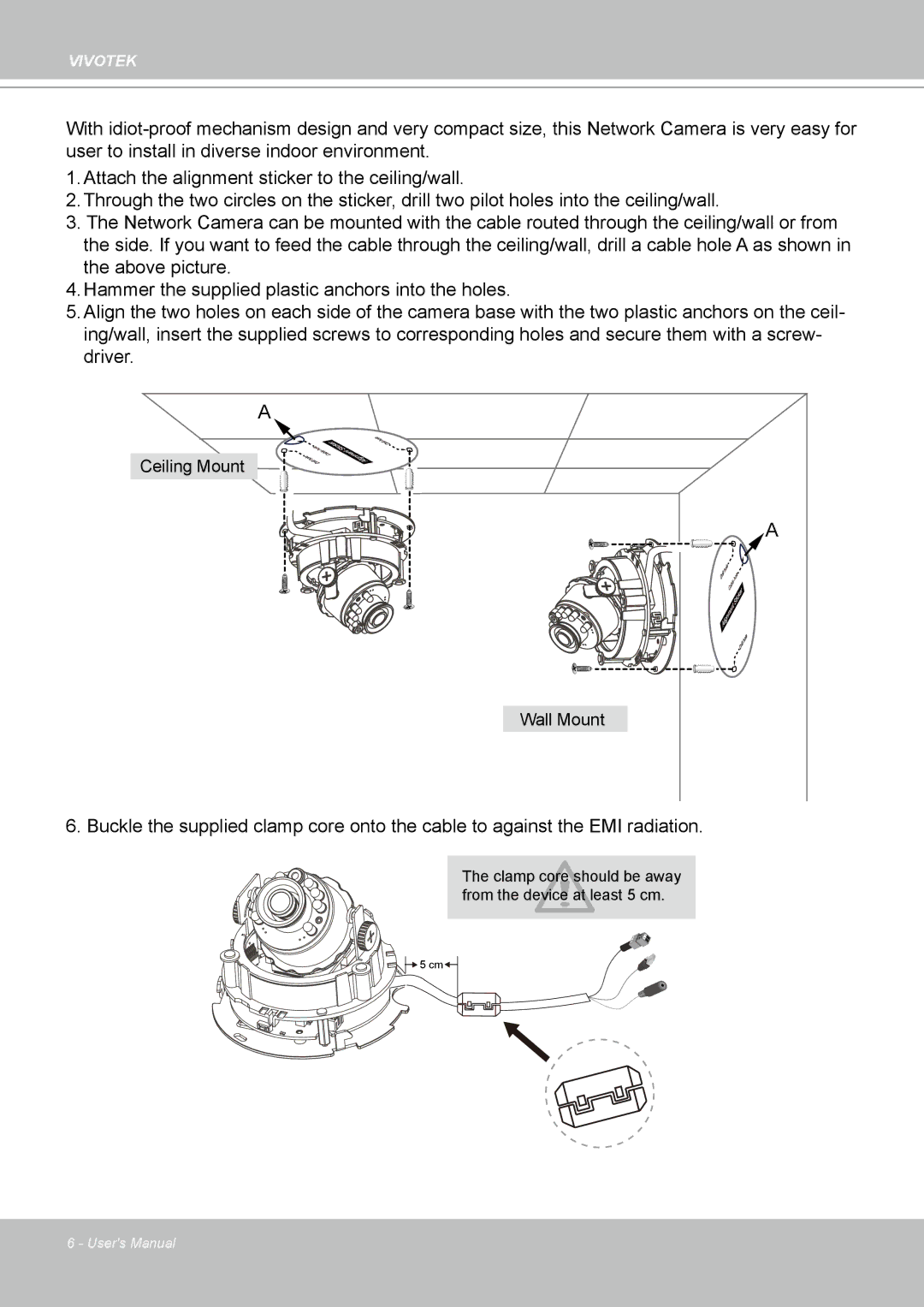 Vivotek FD8133 user manual Ceiling Mount Wall Mount 