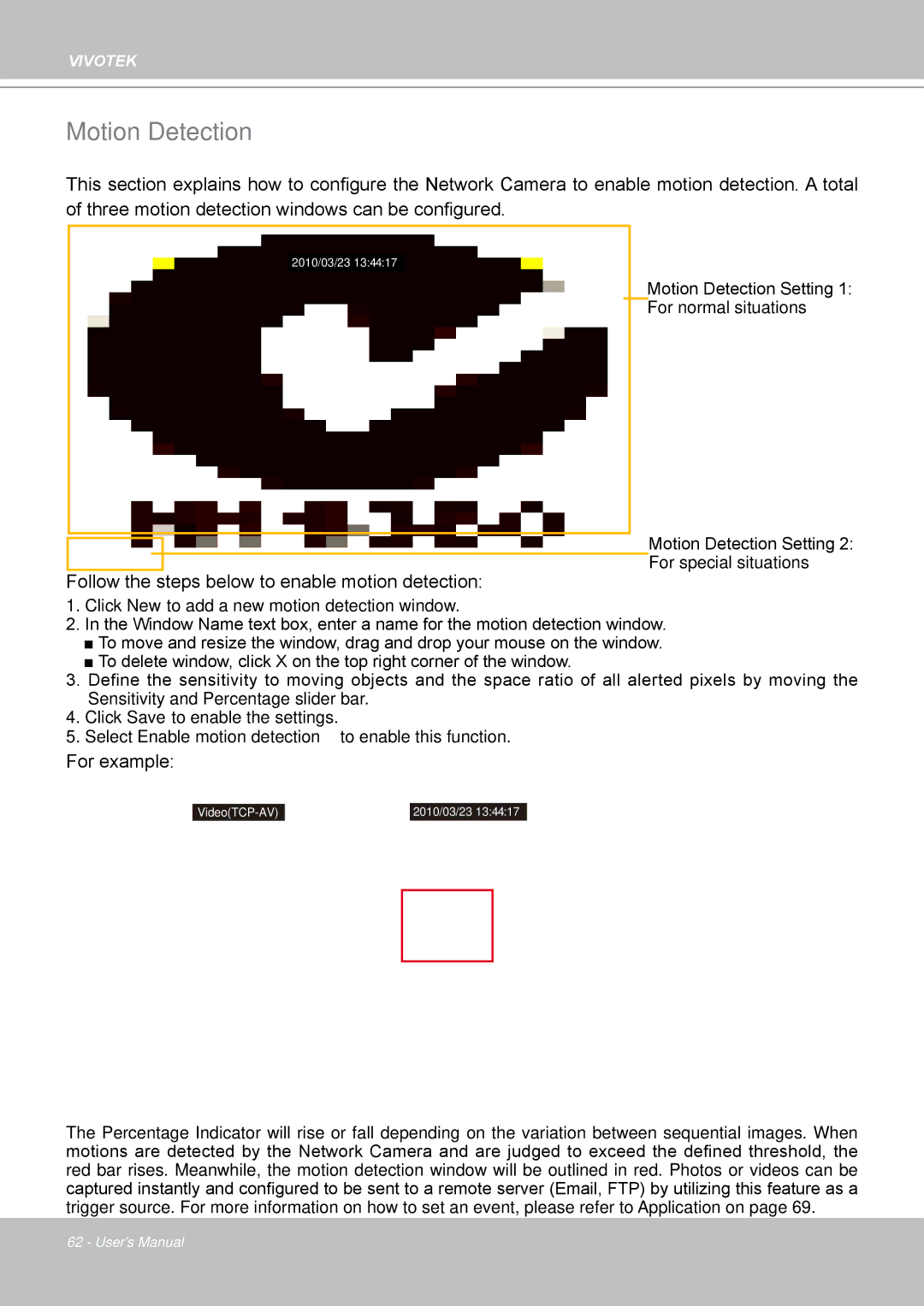 Vivotek FD8133 user manual Motion Detection 