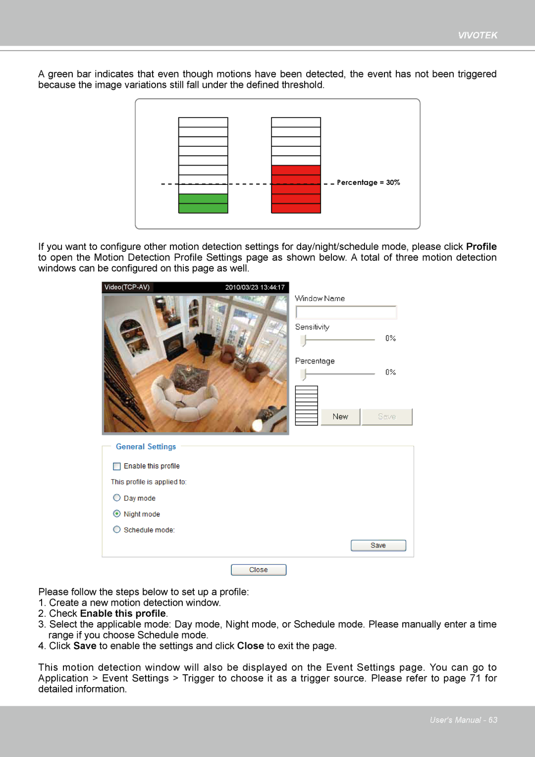 Vivotek FD8133 user manual Percentage = 30% 