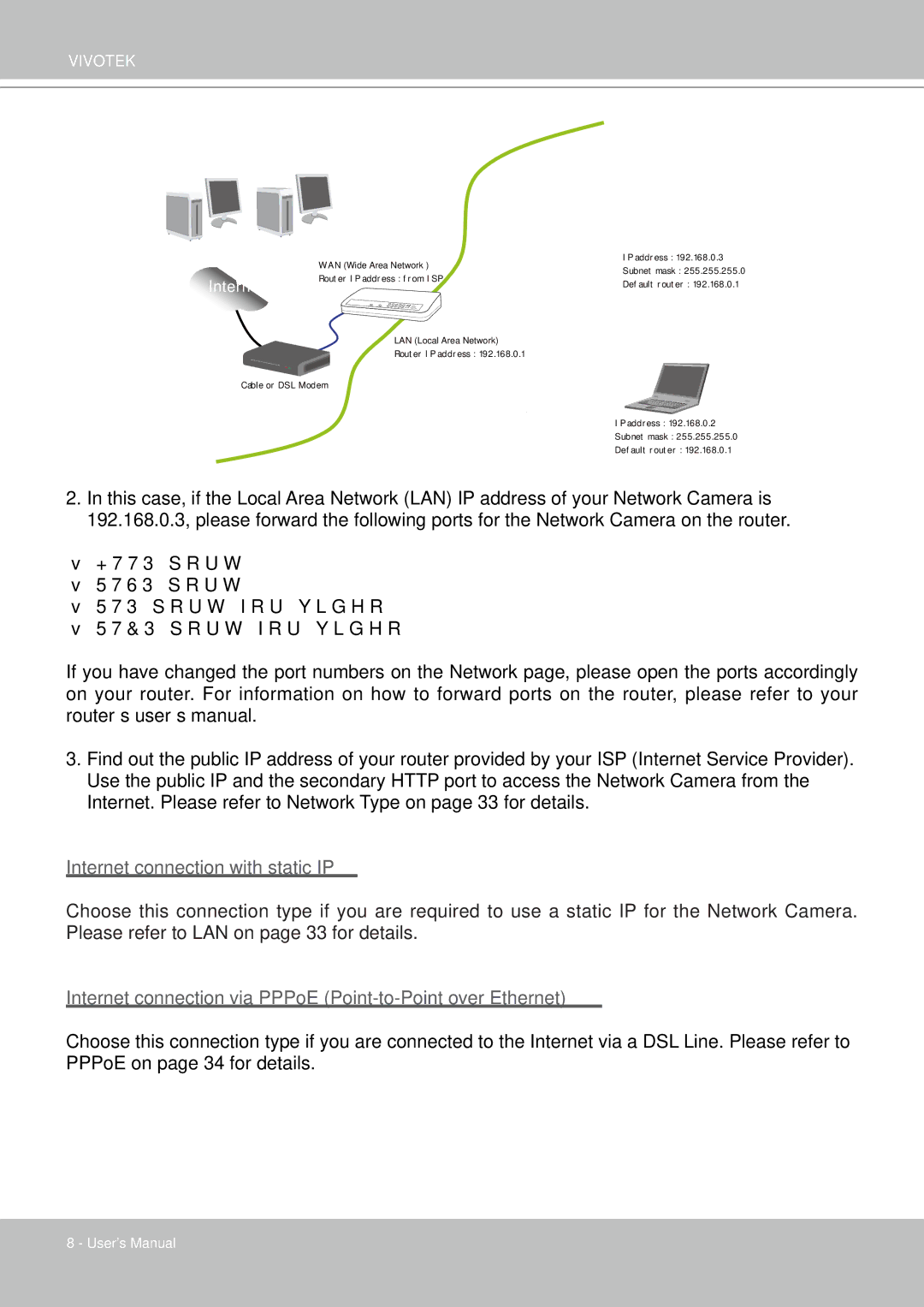 Vivotek FD8133 user manual Internet connection with static IP 