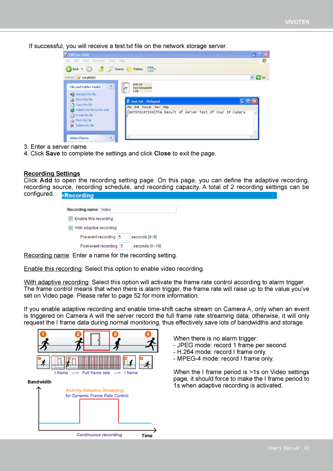 Vivotek FD8133 user manual Recording Settings 