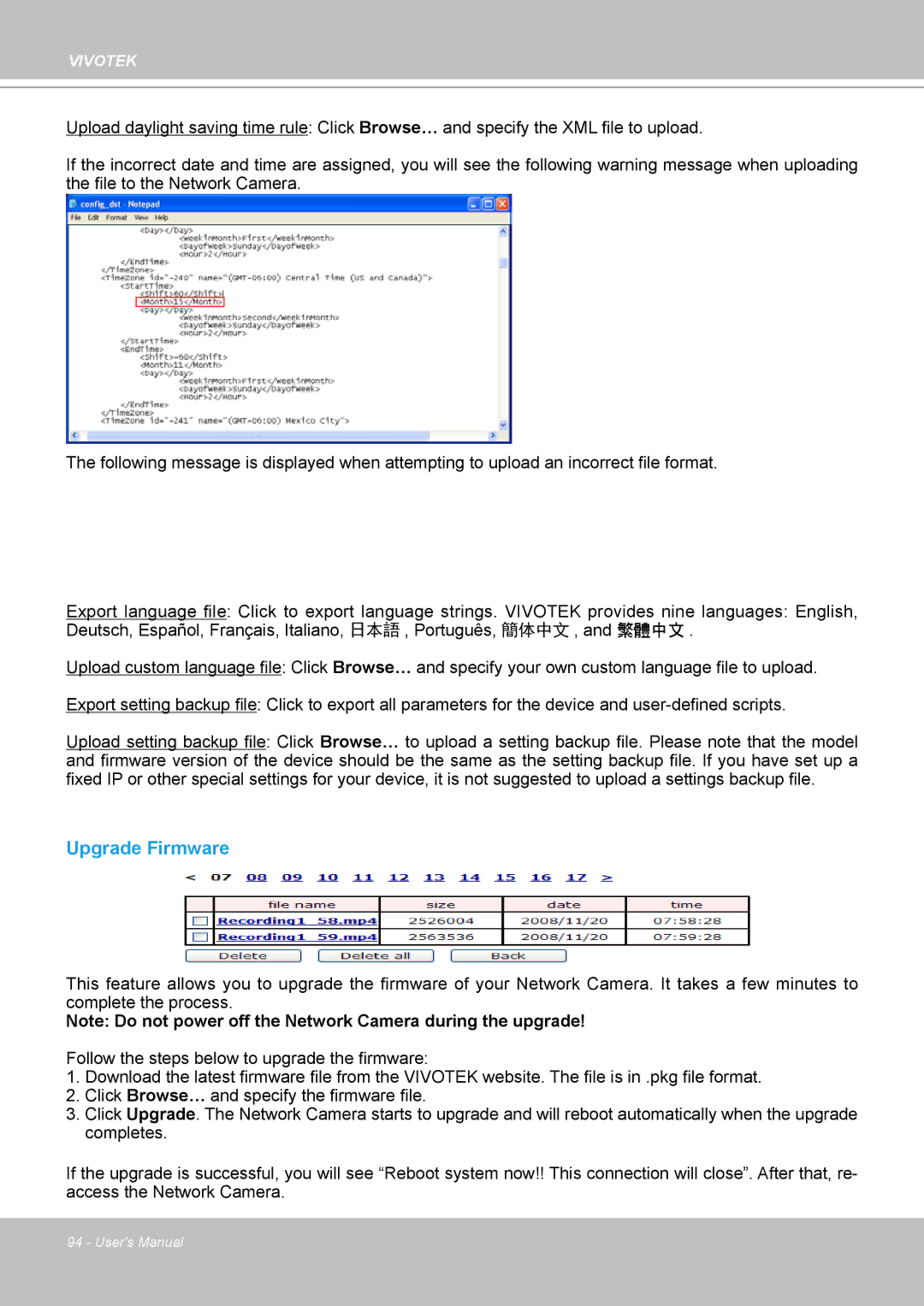 Vivotek FD8133 user manual Upgrade Firmware 