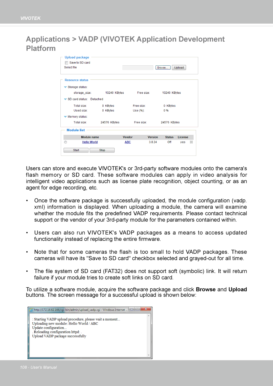 Vivotek FD8133V, FD8134V user manual Applications Vadp Vivotek Application Development Platform 