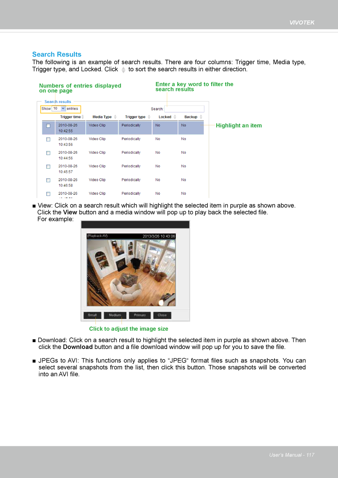 Vivotek FD8134V, FD8133V user manual Search Results 