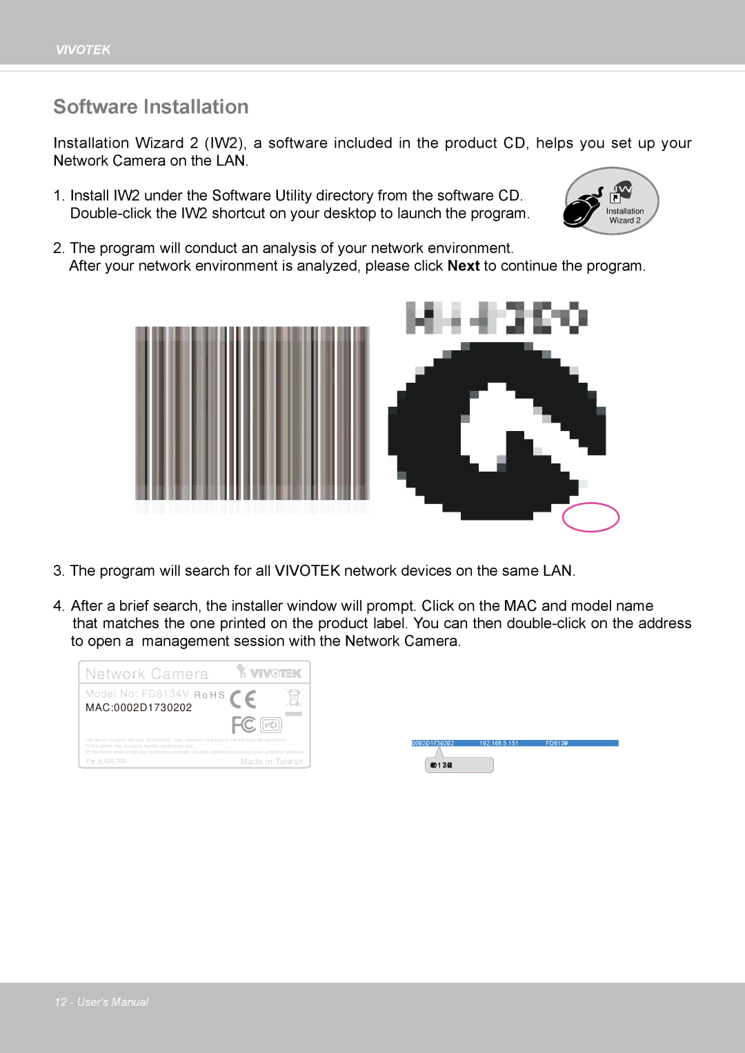 Vivotek FD8133V, FD8134V user manual Software Installation, Network Camera 