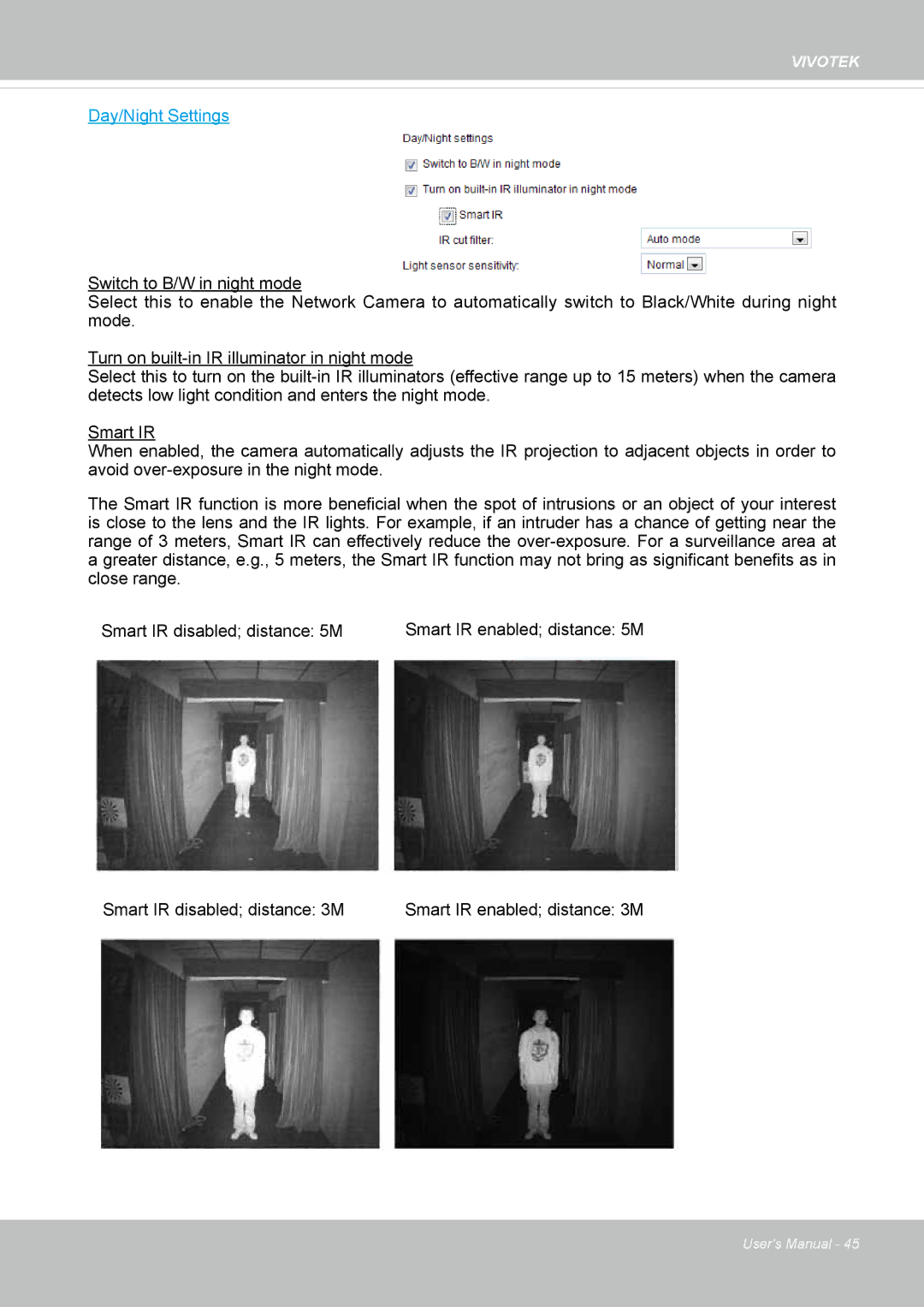 Vivotek FD8134V, FD8133V user manual Day/Night Settings 