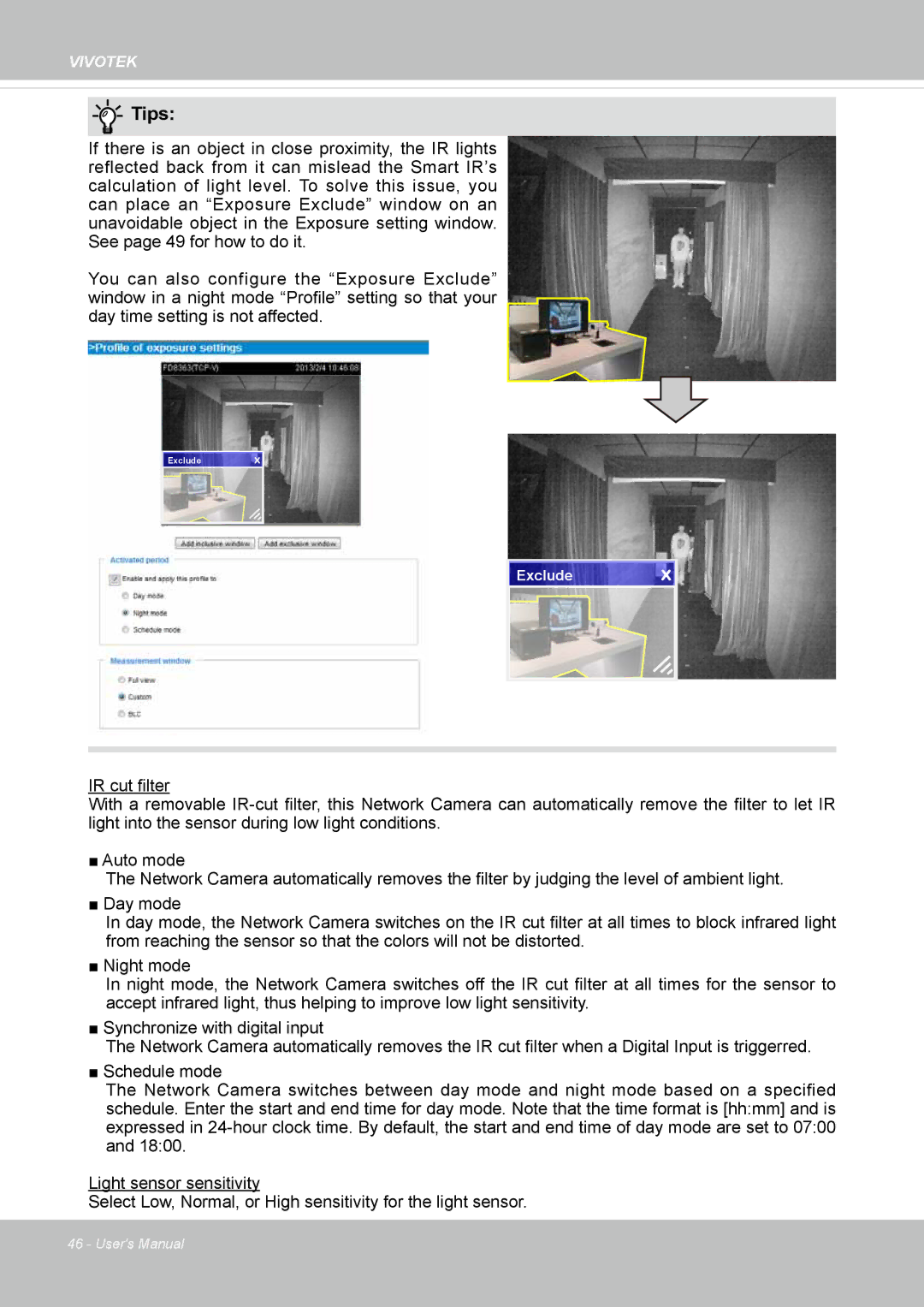 Vivotek FD8133V, FD8134V user manual Exclude 