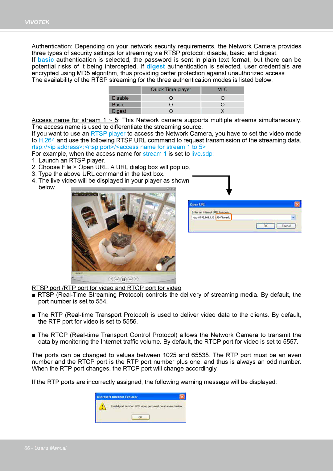 Vivotek FD8133V, FD8134V user manual Vlc 