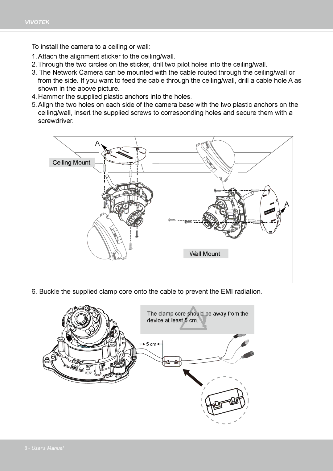 Vivotek FD8133V, FD8134V user manual Ceiling Mount 