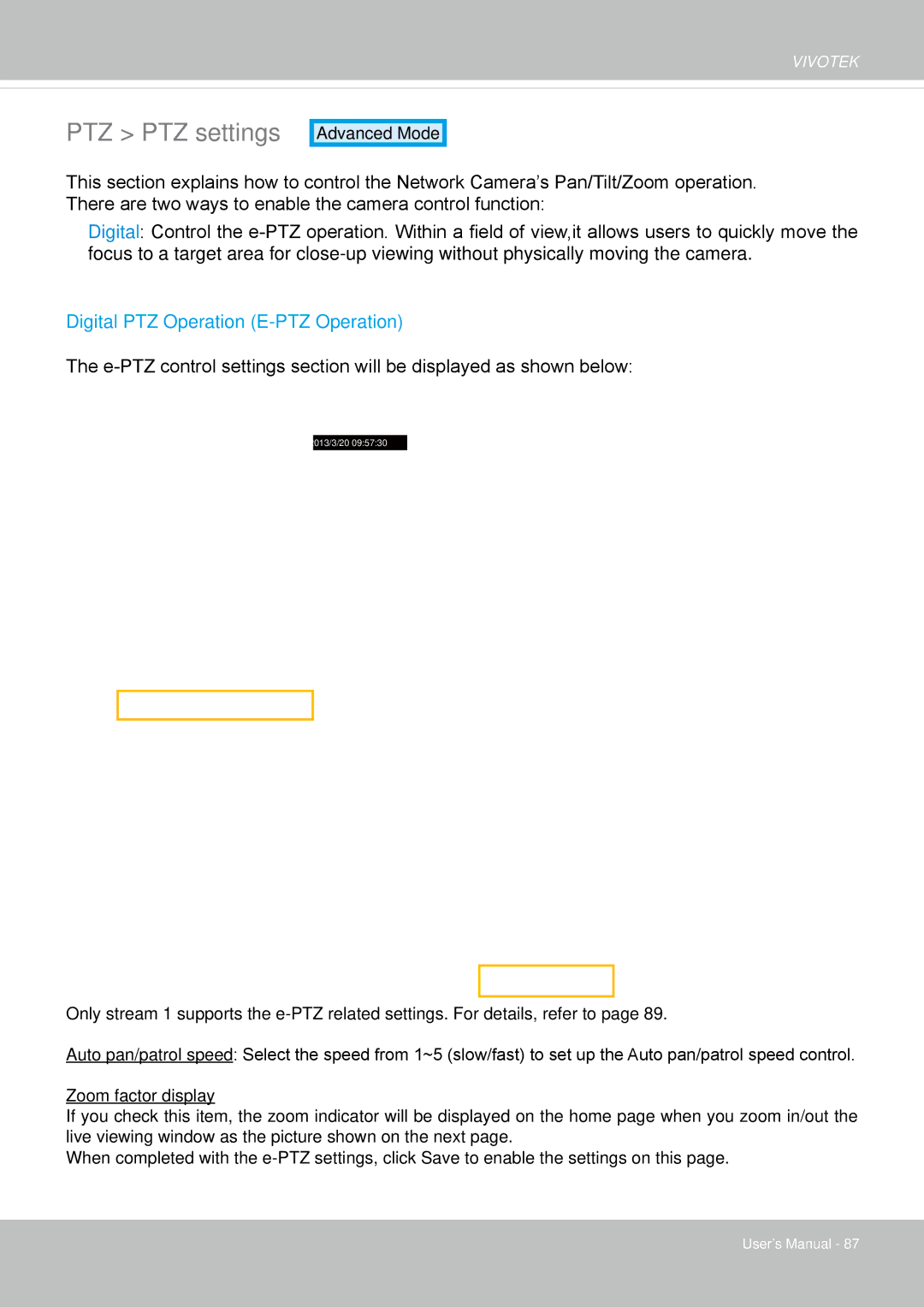 Vivotek FD8134V, FD8133V user manual PTZ PTZ settings, X1.8 