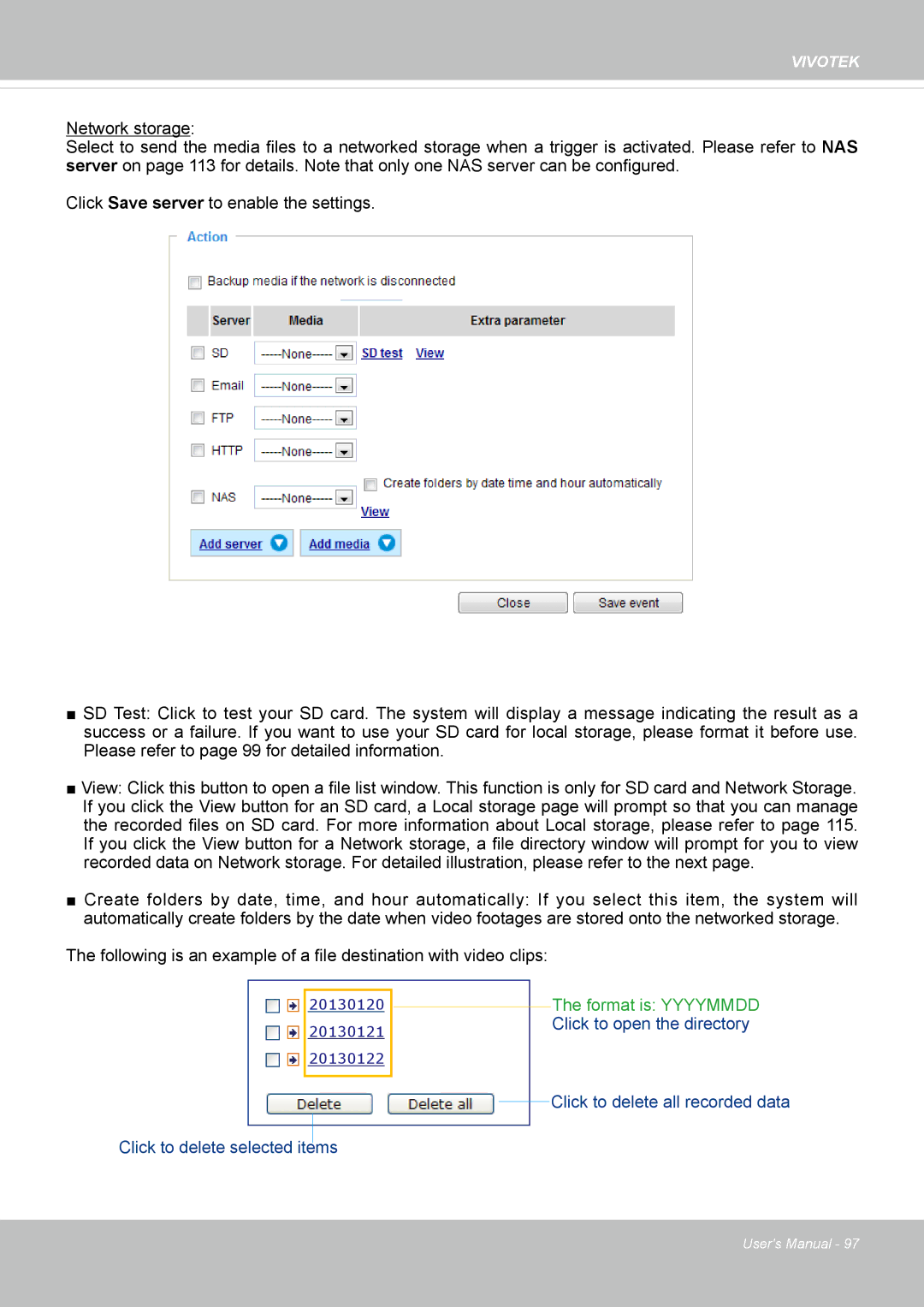 Vivotek FD8134V, FD8133V user manual Format is Yyyymmdd 