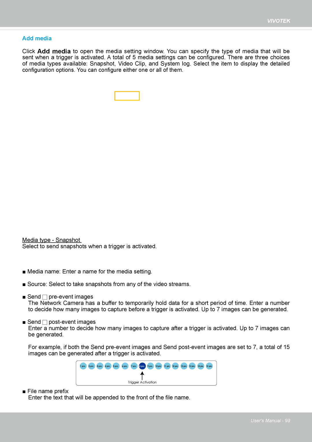 Vivotek FD8134V, FD8133V user manual Add media 