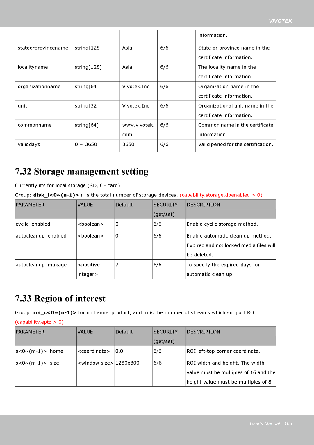 Vivotek FD8135H user manual Storage management setting, Region of interest 