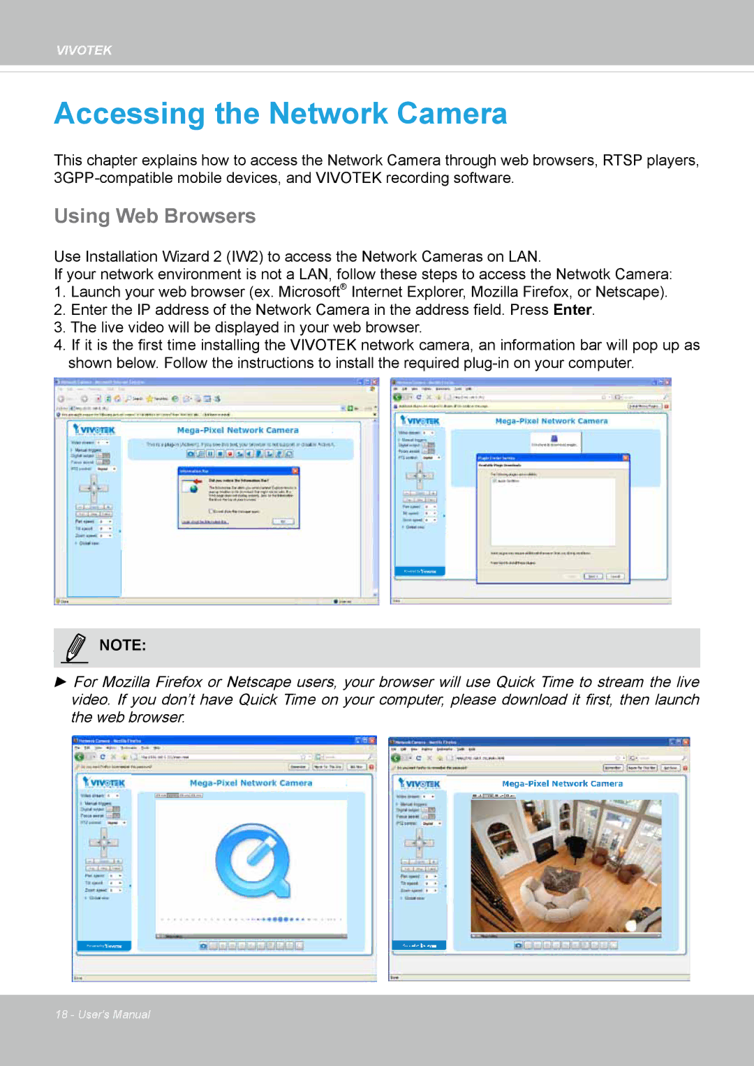 Vivotek FD8135H user manual Accessing the Network Camera, Using Web Browsers 