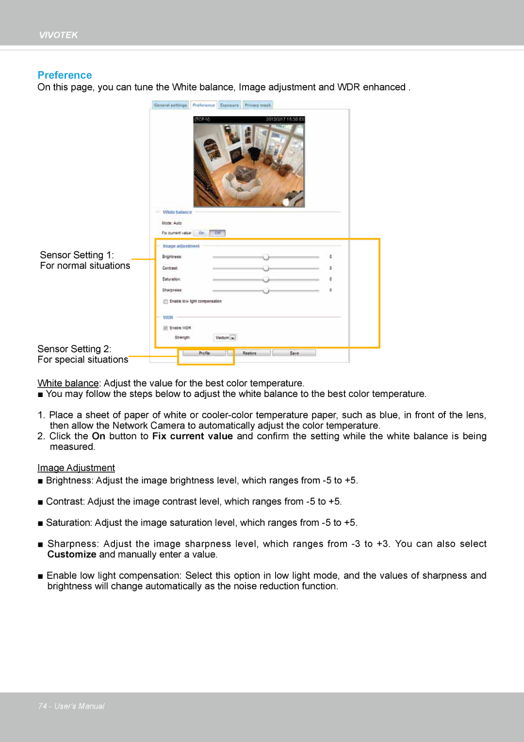 Vivotek FD8135H user manual Preference 