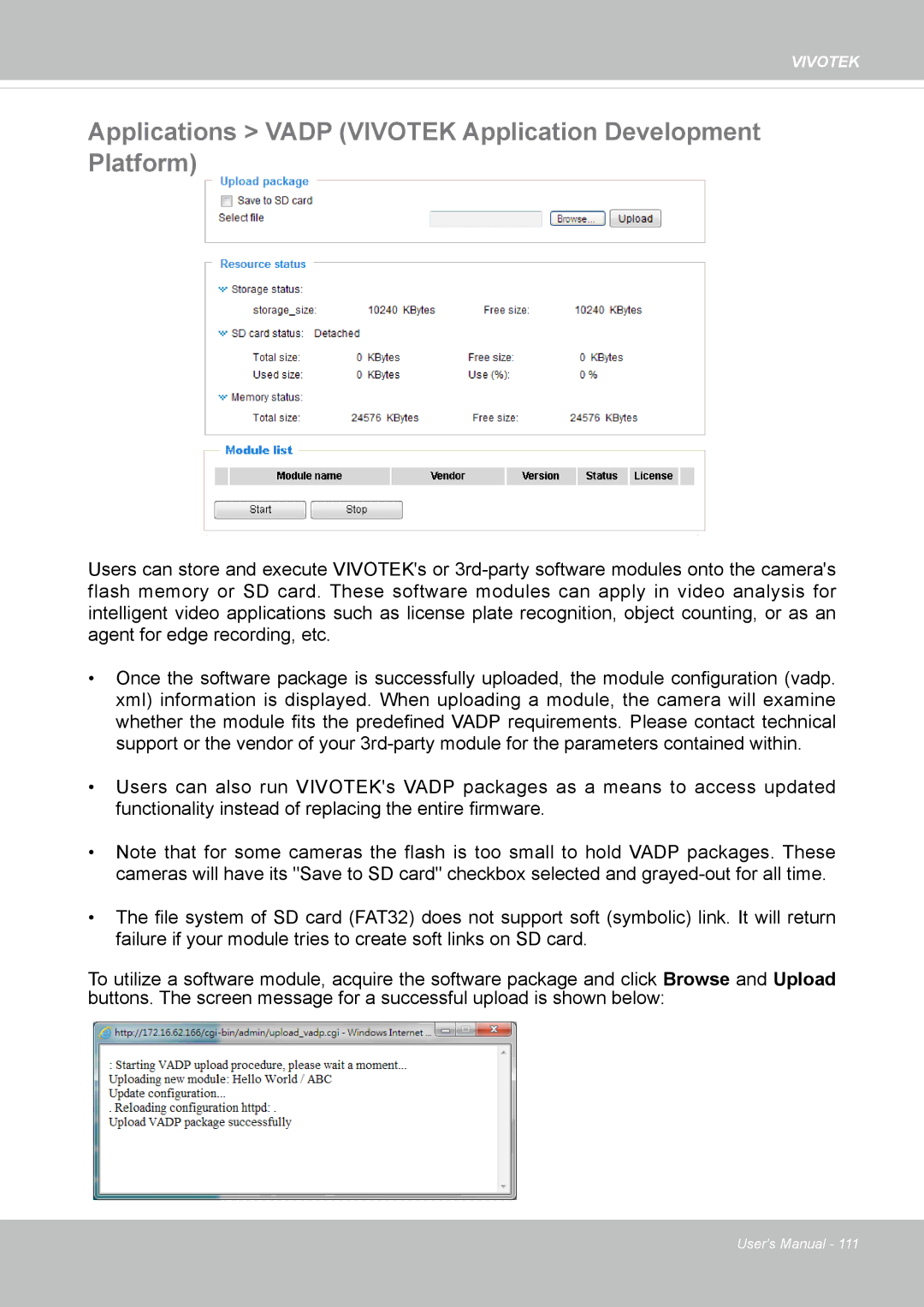 Vivotek 8154V, FD8154 user manual Applications Vadp Vivotek Application Development Platform 