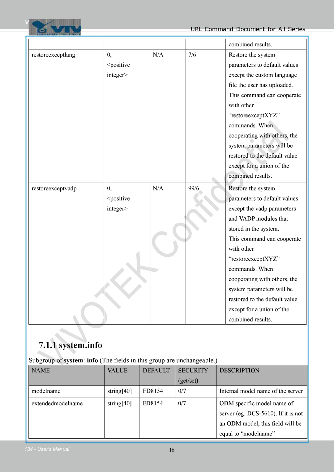 Vivotek FD8154, 8154V user manual System.info 