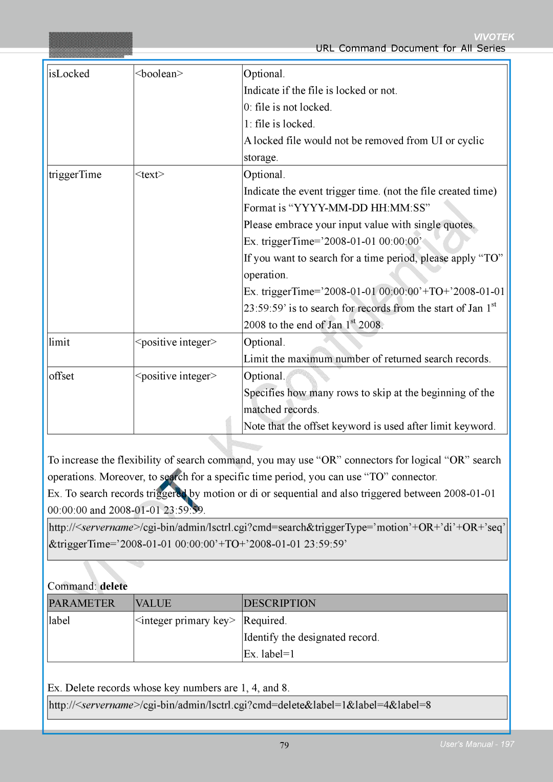 Vivotek 8154V, FD8154 user manual Parameter Value Description 