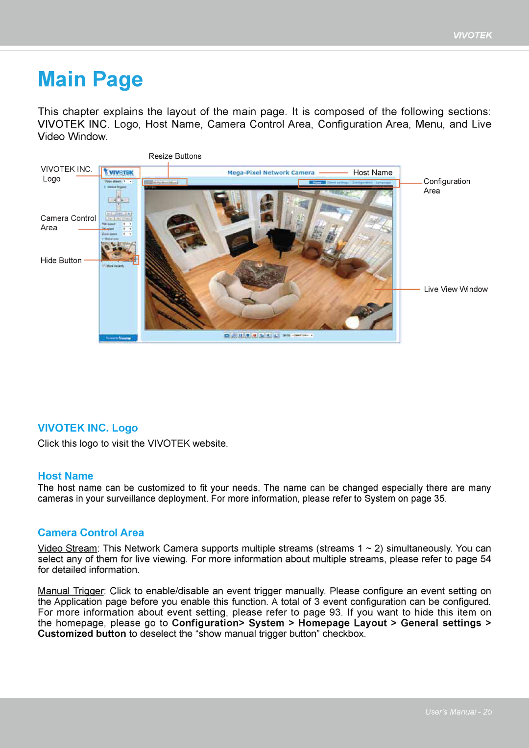 Vivotek 8154V, FD8154 user manual Main 