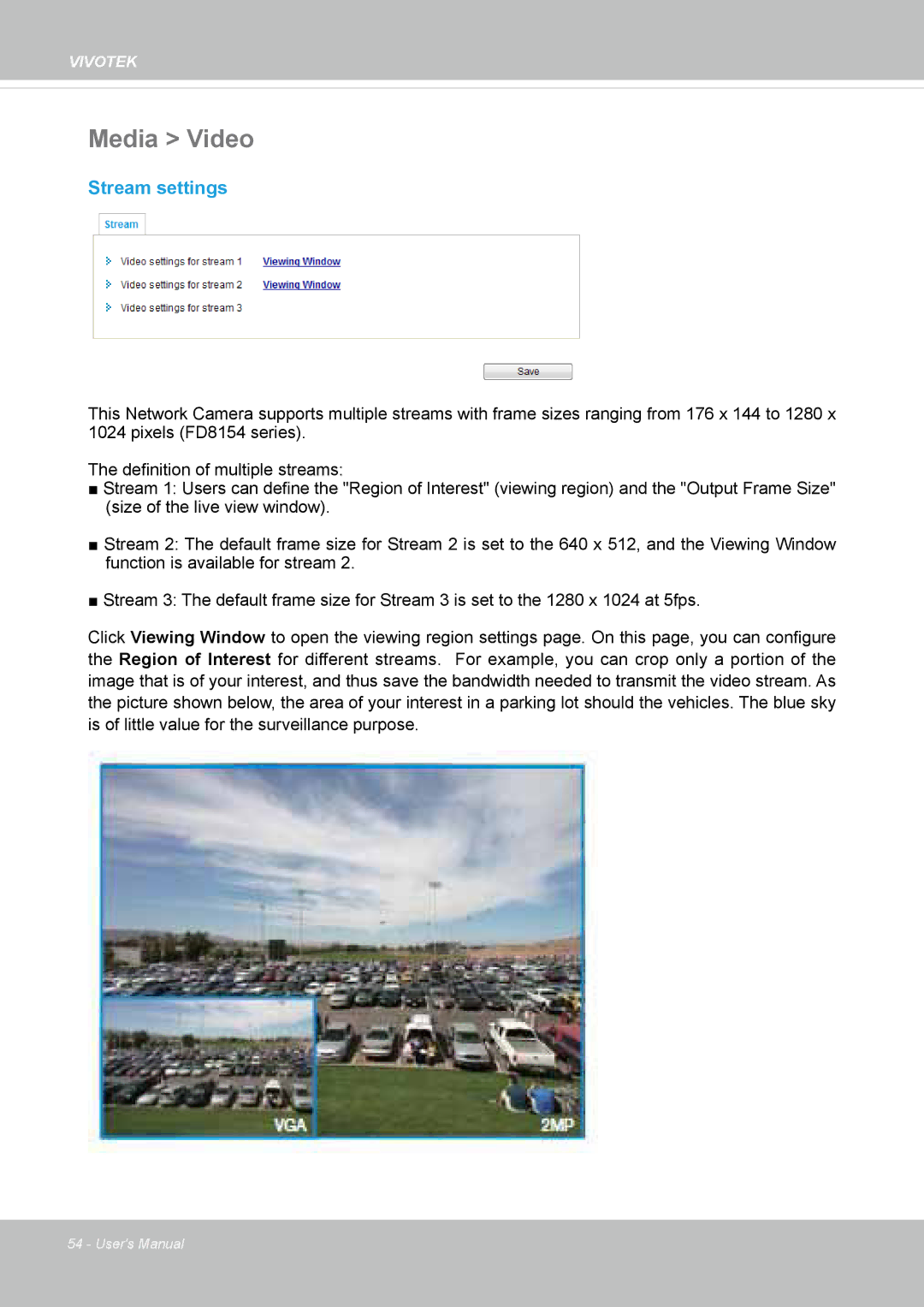 Vivotek FD8154, 8154V user manual Media Video, Stream settings 