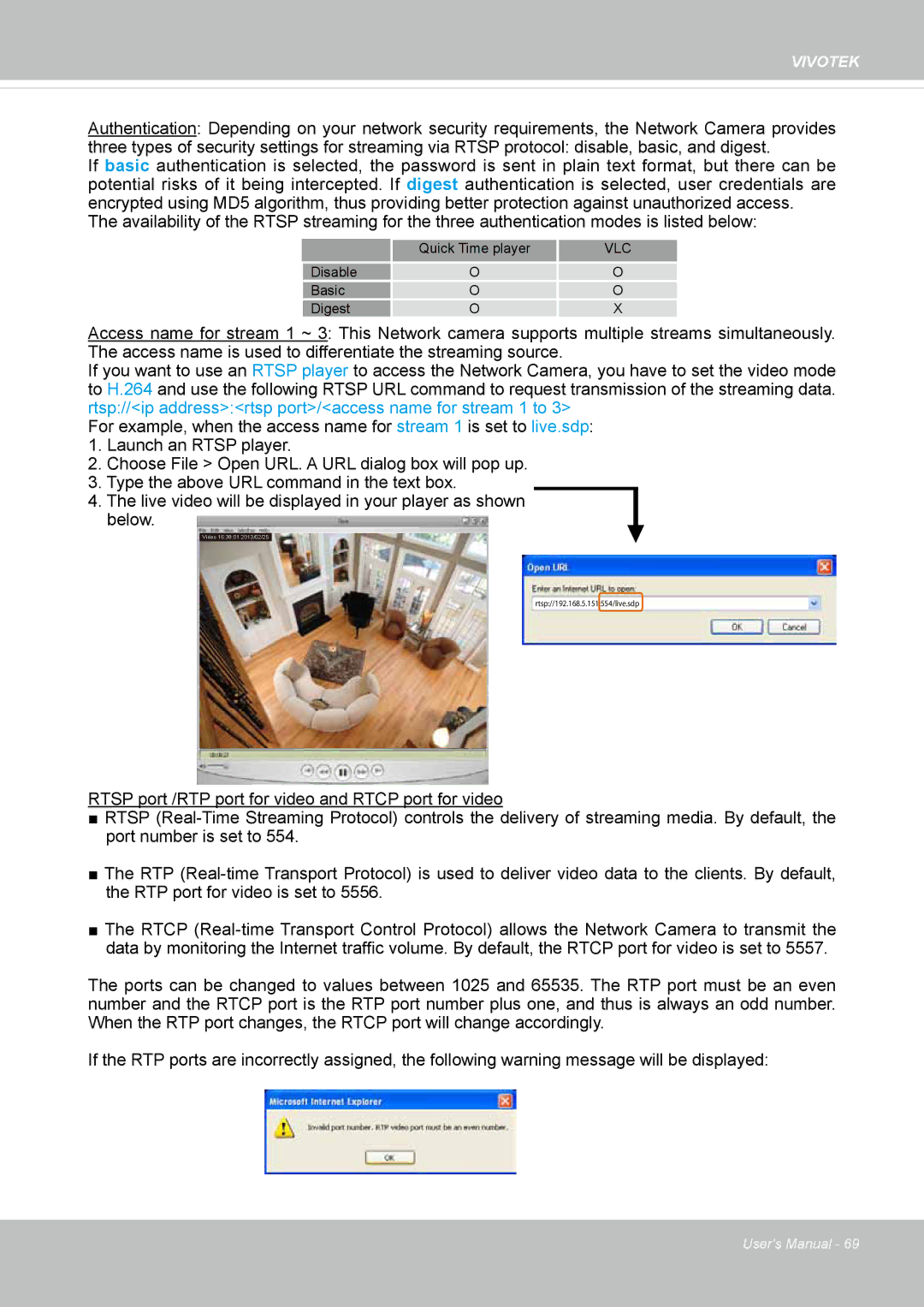 Vivotek 8154V, FD8154 user manual Vlc 