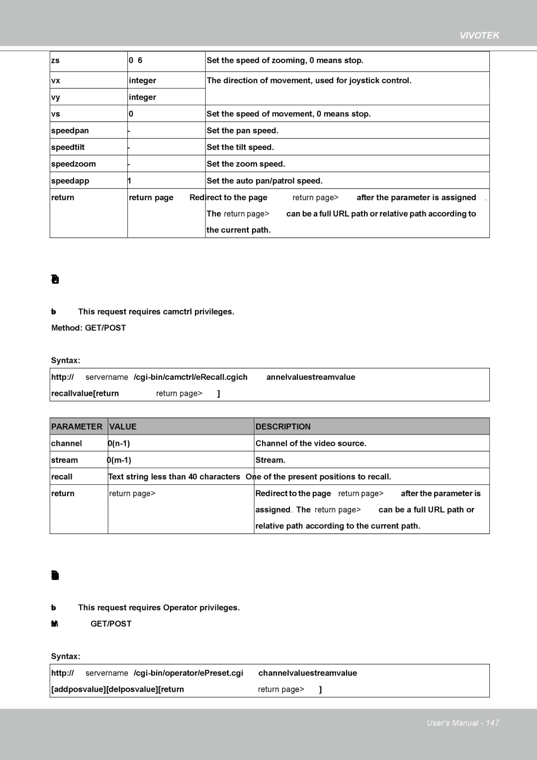 Vivotek FD8161 manual EPTZ Recall, EPTZ Preset Locations 