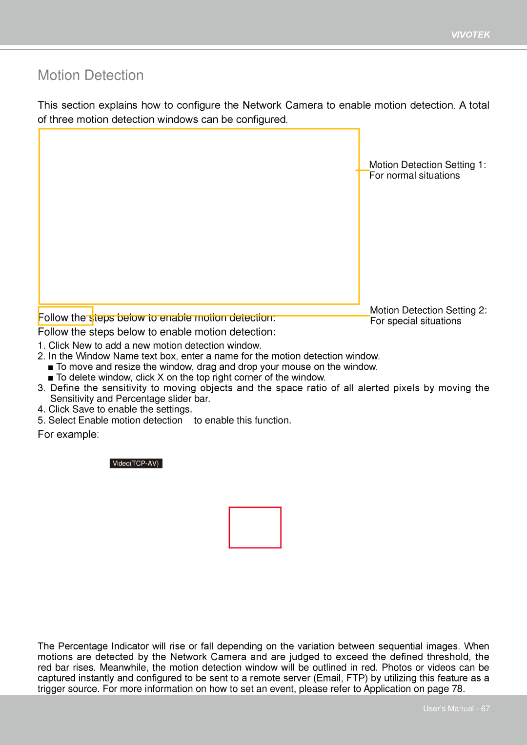 Vivotek FD8161 manual Motion Detection 