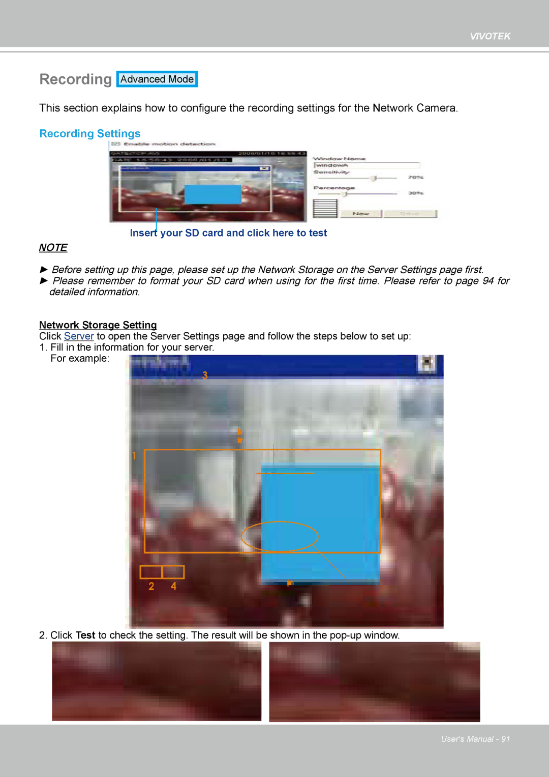 Vivotek FD8161 manual Recording Settings 