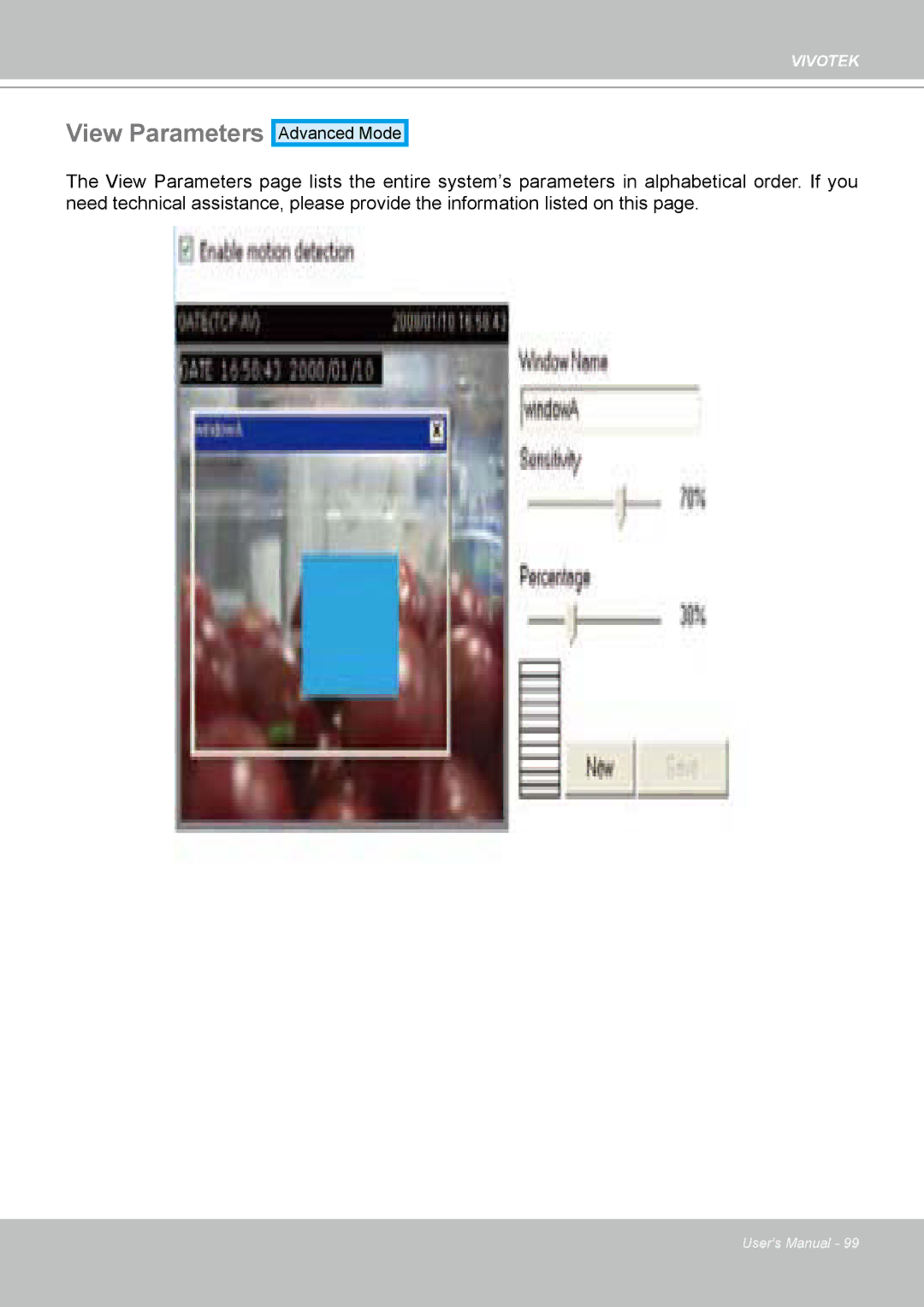 Vivotek FD8161 manual View Parameters 