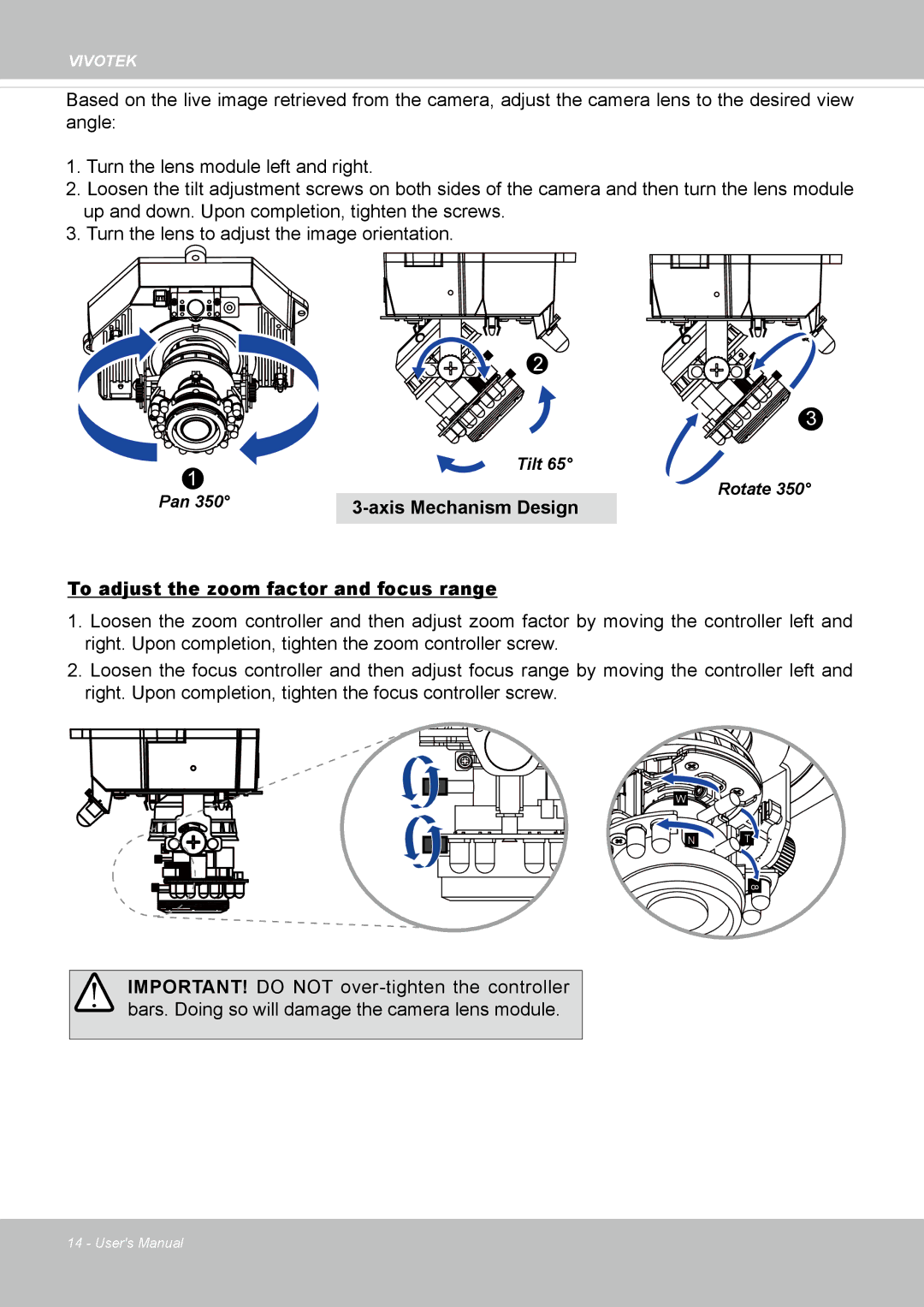 Vivotek FD8162 manual Axis Mechanism Design 