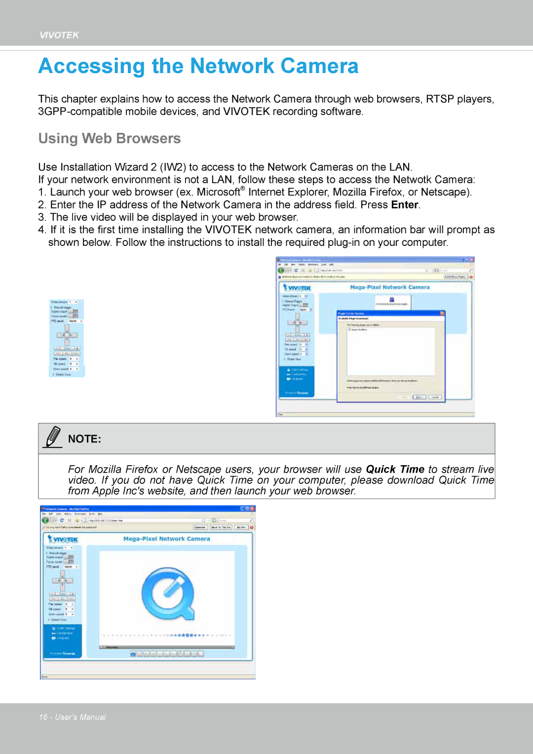 Vivotek FD8162 manual Accessing the Network Camera, Using Web Browsers 